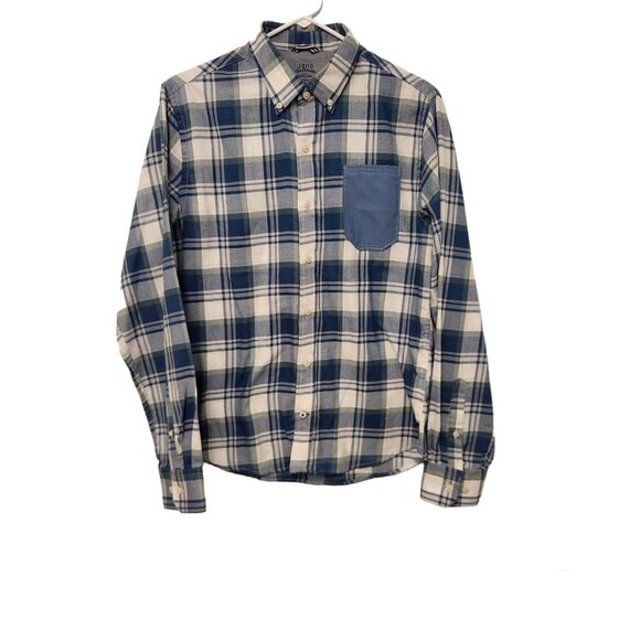 IZOD Saltwater Plaid Shirt Relaxed Classics Button Down Pocket Mens Medium - Picture 1 of 15